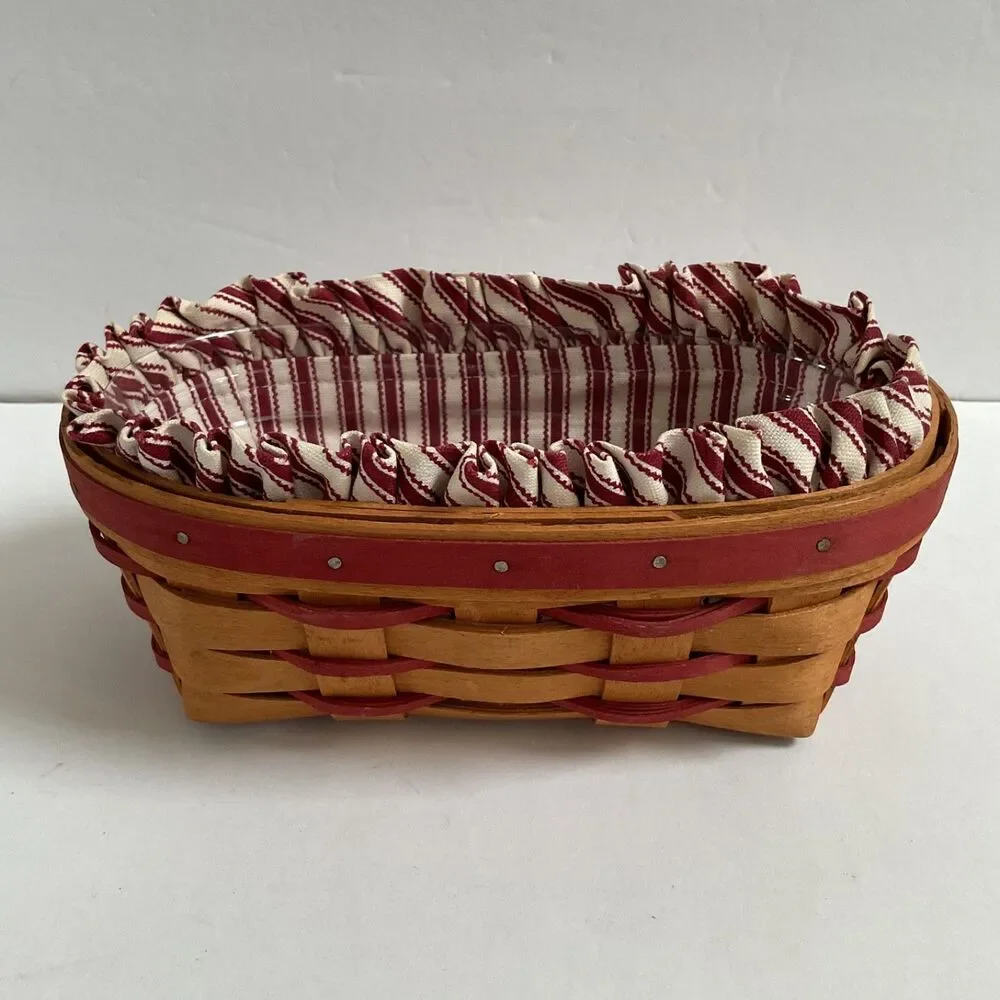Longaberger 1994 Sweetheart Be Mine Valentine Basket Striped Liner & Protector